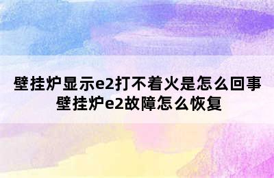 壁挂炉显示e2打不着火是怎么回事 壁挂炉e2故障怎么恢复